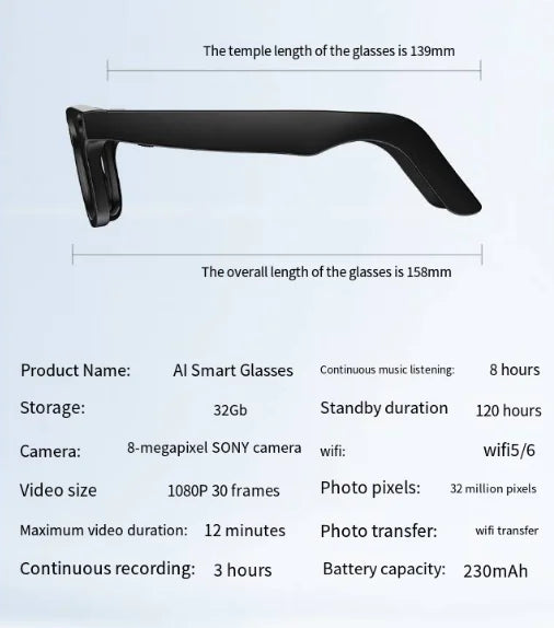 AI Camera Smart Glasses β Hands-Free Smart Eyewear with Real-Time AI Camera for Photography and Video Recording