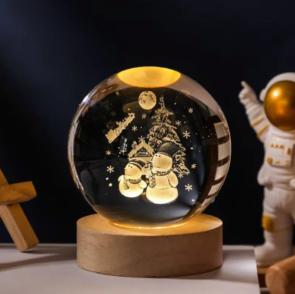 Crystal Ball Night Lamp – LED Light for Bedroom, Soothing Decor & Relaxation