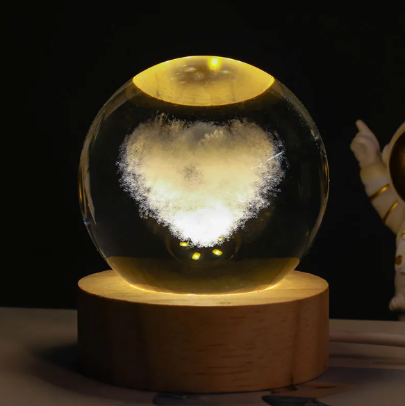 Crystal Ball Night Lamp – LED Light for Bedroom, Soothing Decor & Relaxation