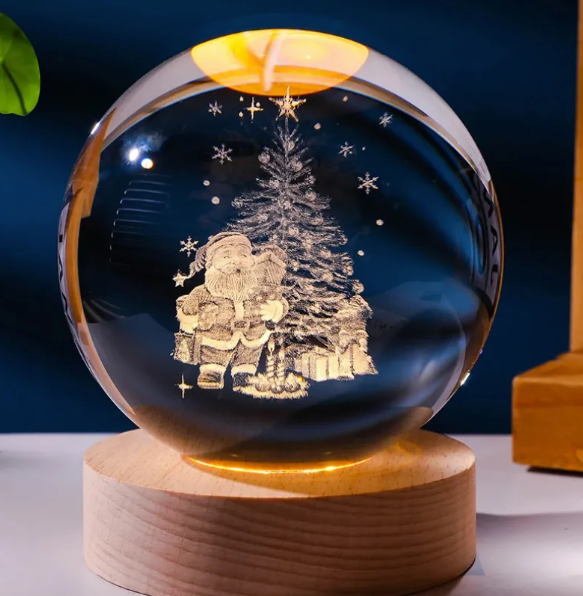 Crystal Ball Night Lamp – LED Light for Bedroom, Soothing Decor & Relaxation