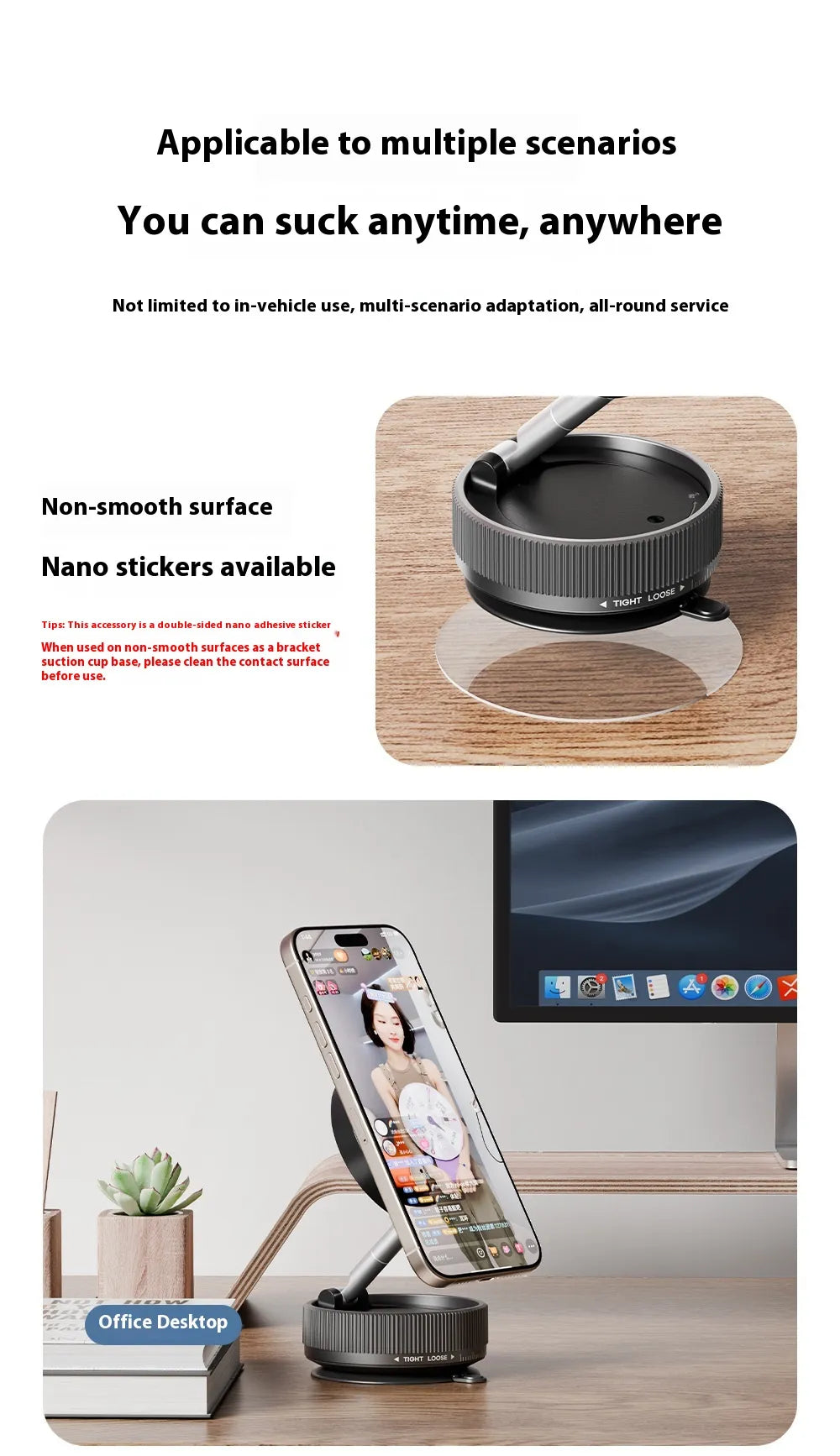 Vacuum Magnetic Phone Holder – Secure, Hands-Free Phone Mount for Car, Home, & Office