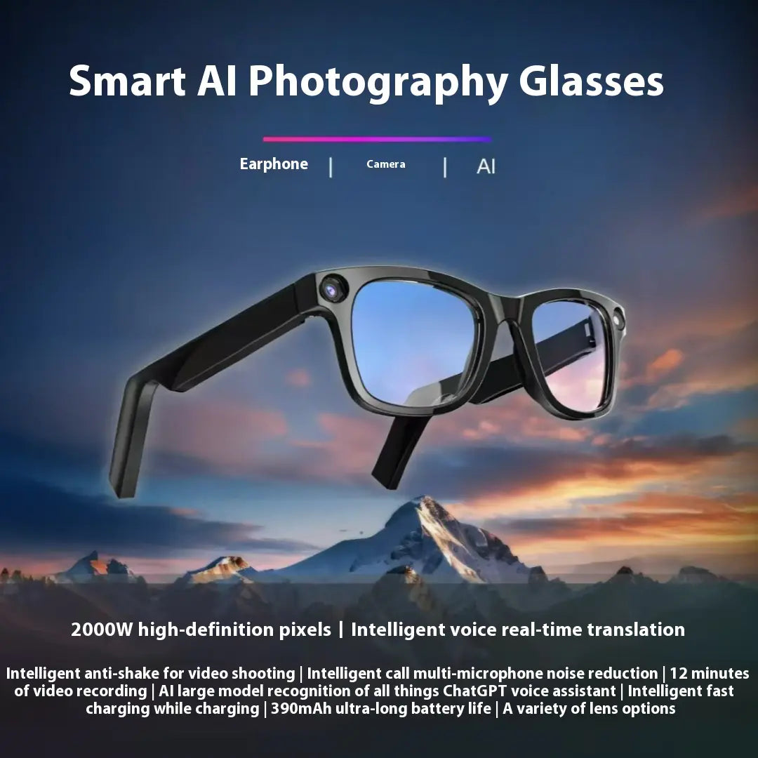 AI Camera Smart Glasses – Hands-Free Smart Eyewear with Real-Time AI Camera for Photography and Video Recording
