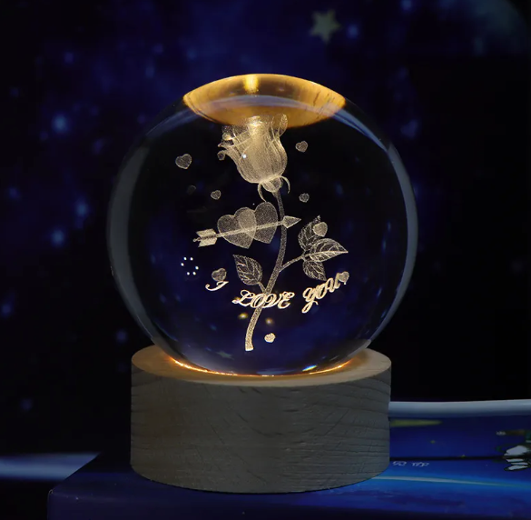 Crystal Ball Night Lamp – LED Light for Bedroom, Soothing Decor & Relaxation