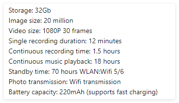 AI Camera Smart Glasses – Hands-Free Smart Eyewear with Real-Time AI Camera for Photography and Video Recording